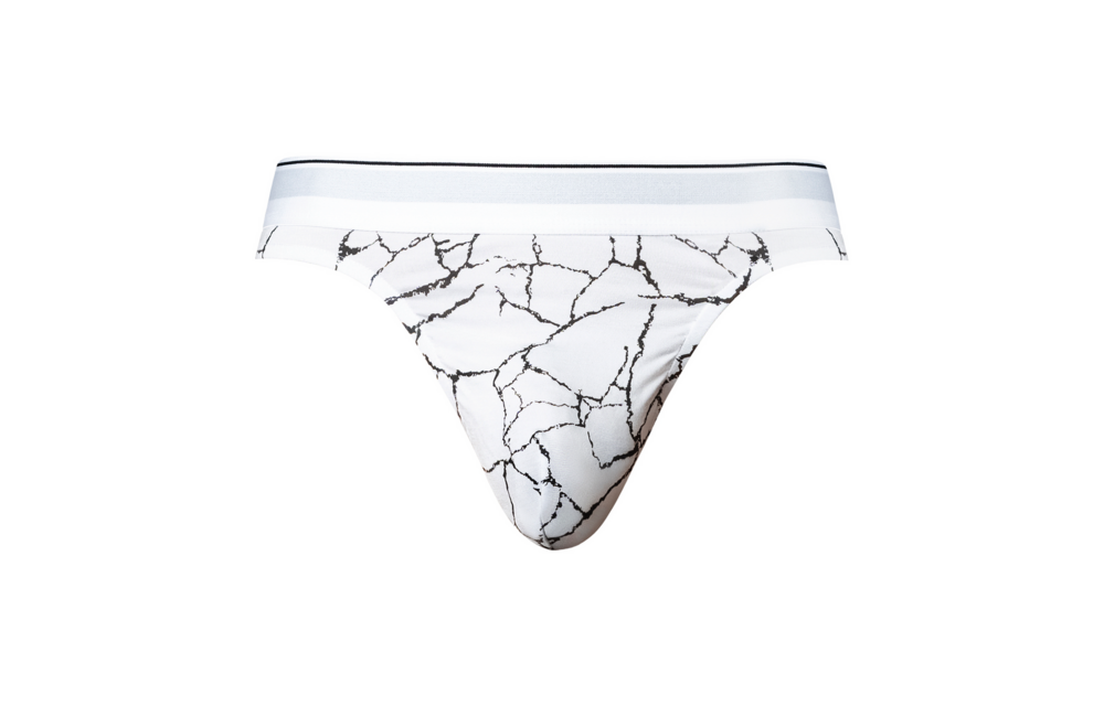 Tanga L/XL Weiß Marmor | Bequemer Male Power String
