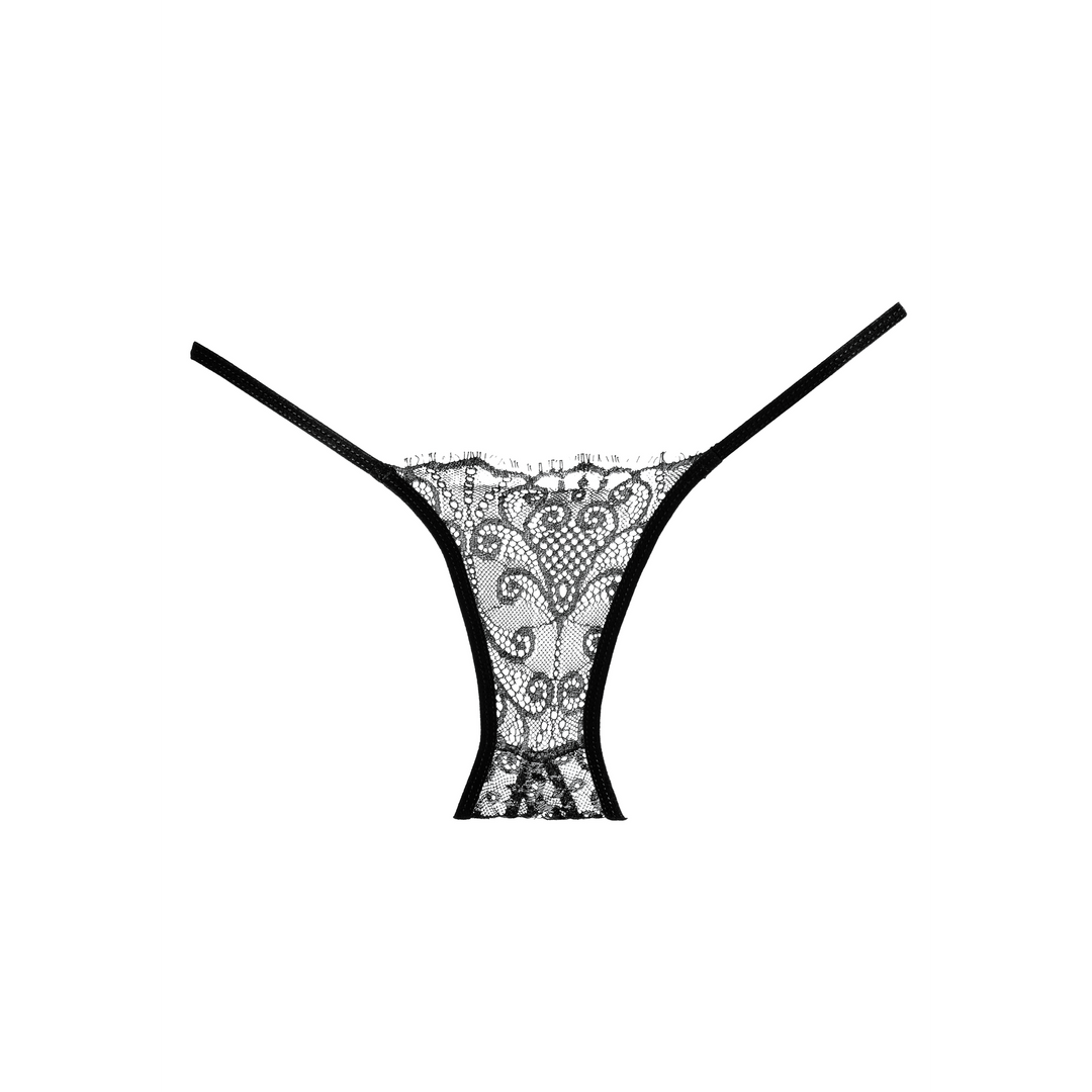 Enchanted Belle Briefs Black - Airy Lace Open Crotch