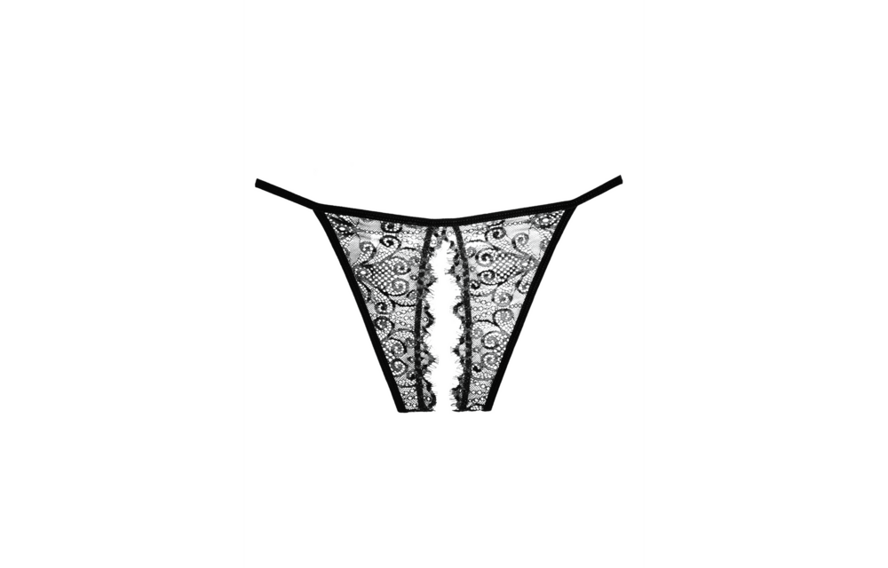 Betoverde Belle Slip Schwarz – Luftige Spitze mit offenem Schritt