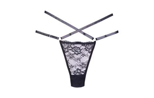 Cherished Lace and Mesh Thong Black | Luxury & Comfort