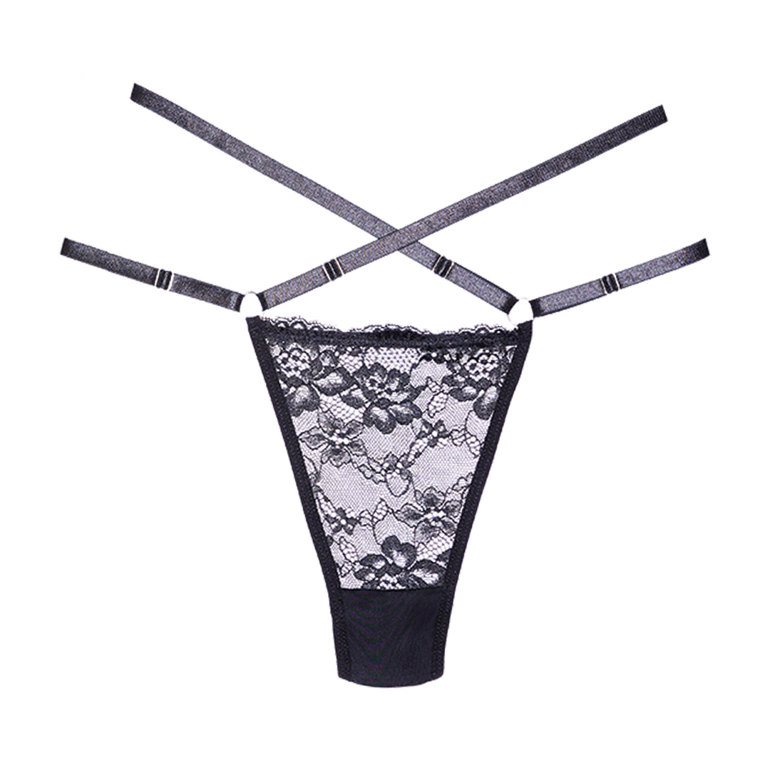 Cherished Lace and Mesh Thong Black | Luxury & Comfort