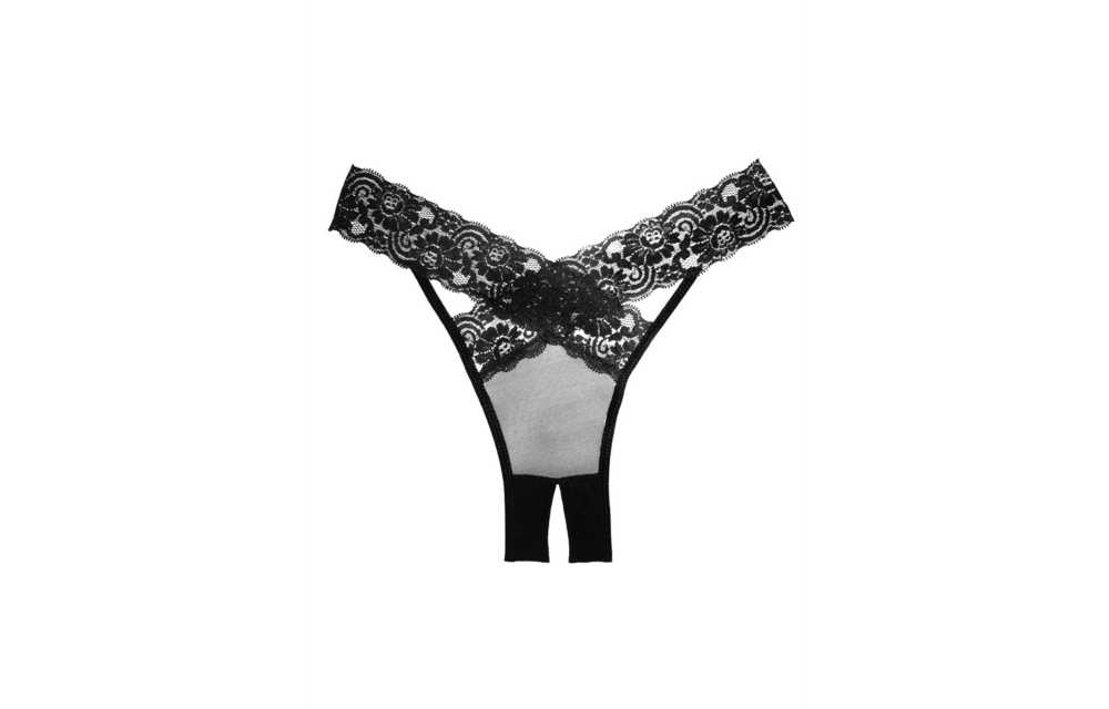 Desire Open Crotch Knickers Black – One Size, Elegant Straps