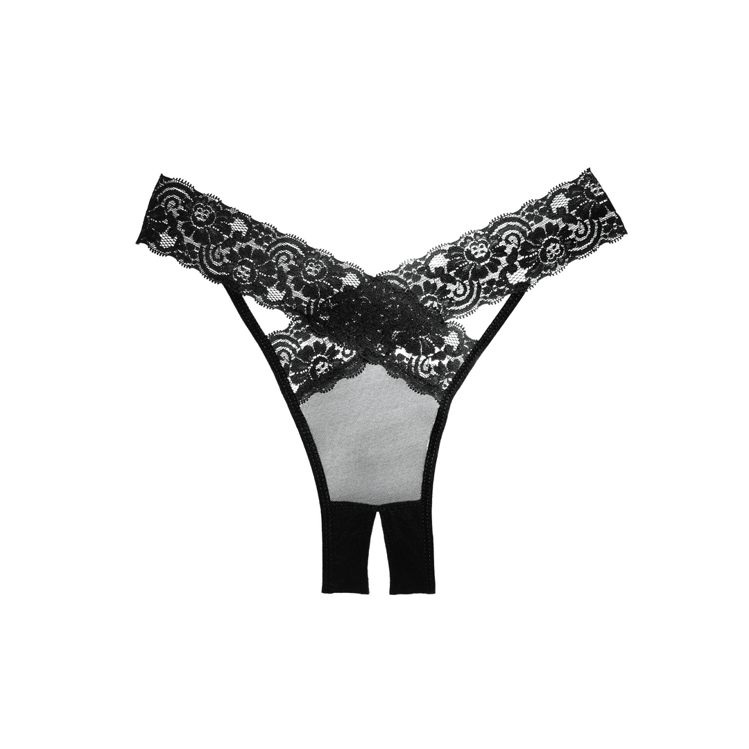 Desire Slip mit offenem Schritt Schwarz – Einheitsgröße, elegante Träger