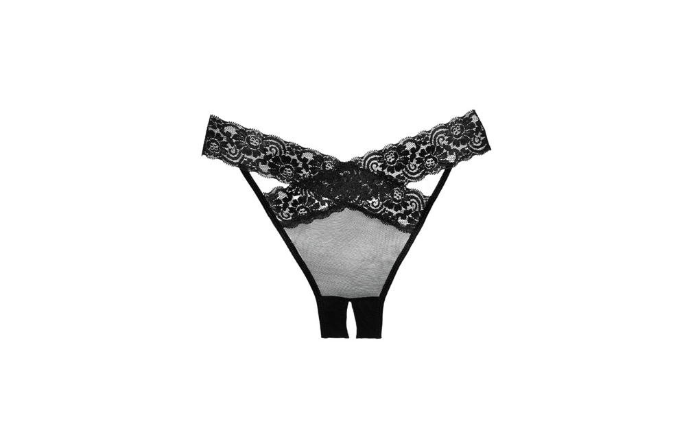 Desire Open Crotch Knickers Black – One Size, Elegant Straps