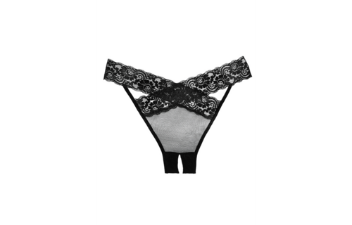 Desire Slip mit offenem Schritt Schwarz – Einheitsgröße, elegante Träger