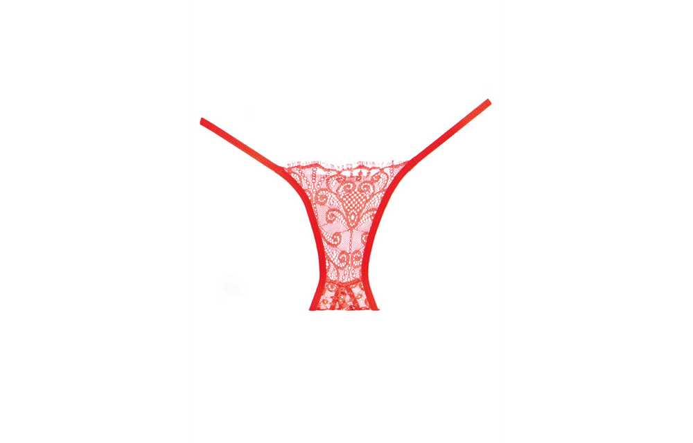 Enchanted Belle Open Crotch Knickers Red - Airy Lace Pantyhose