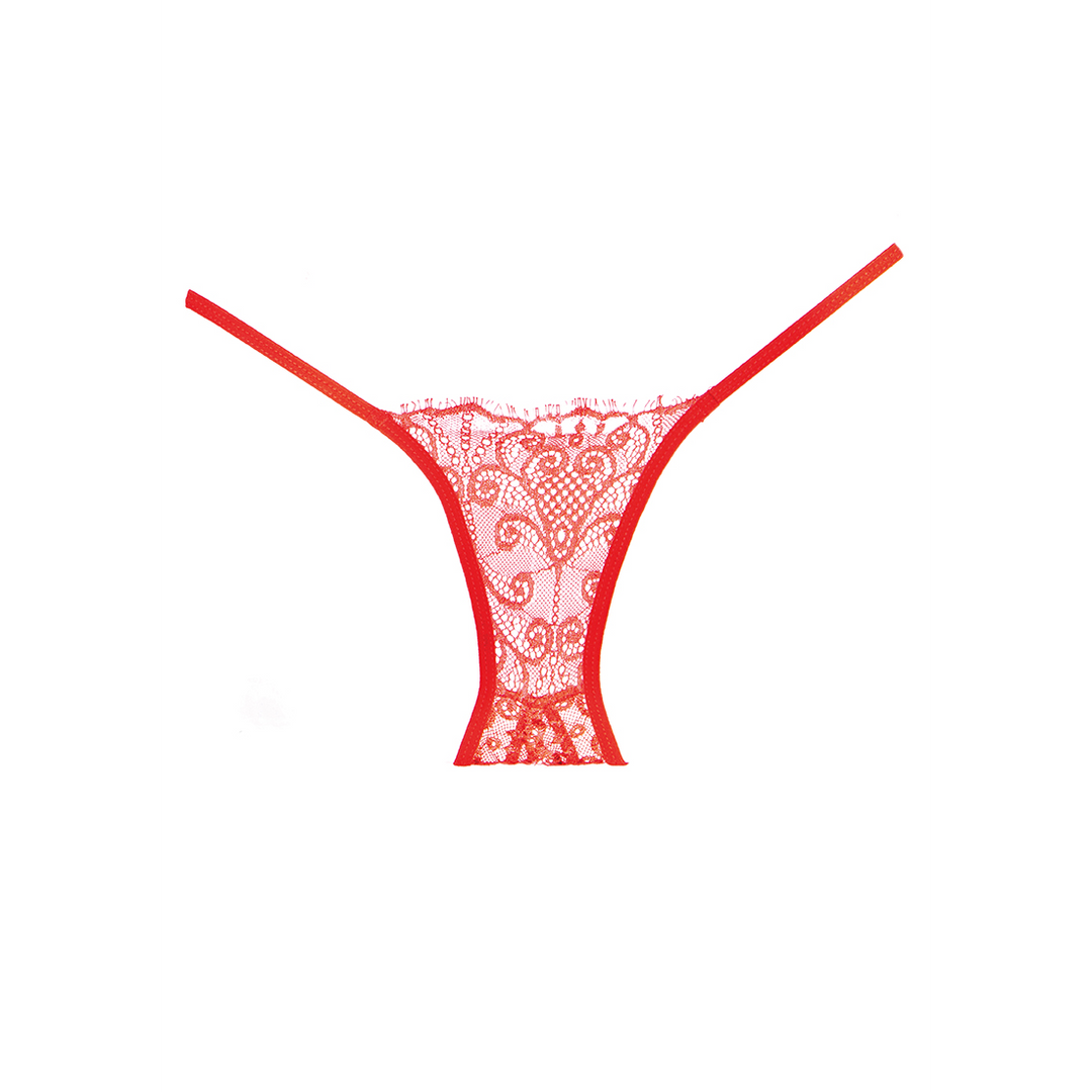 Enchanted Belle Open Crotch Knickers Red - Airy Lace Pantyhose
