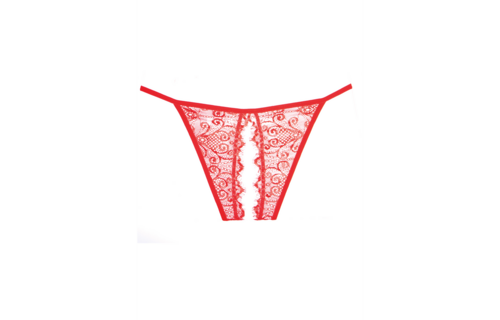 Enchanted Belle Slipje Open Kruis Rood - Luchtige Kanten Panty