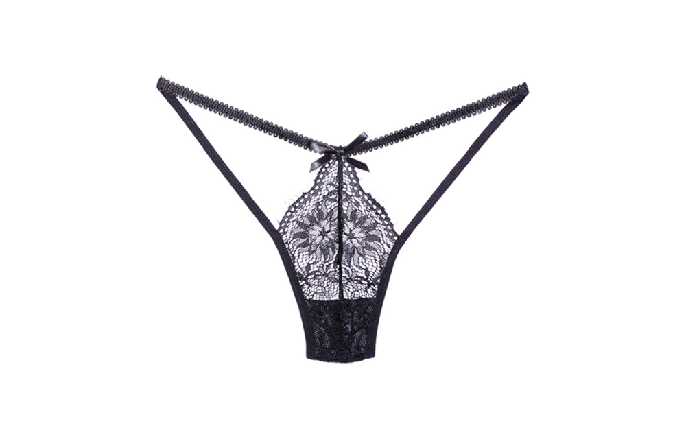 Zwarte Kant String Allure – Stijlvol & Duurzaam, Eén Maat