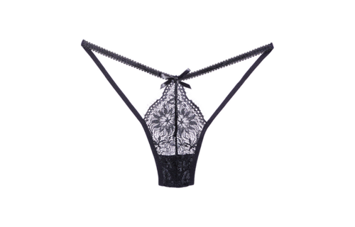 Schwarzer Spitzen-String Allure – Stilvoll & strapazierfähig, Einheitsgröße