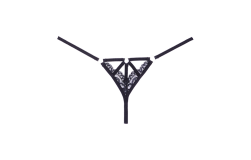 Do Not Disturb Black Lace Thong | Elegant & Seductive
