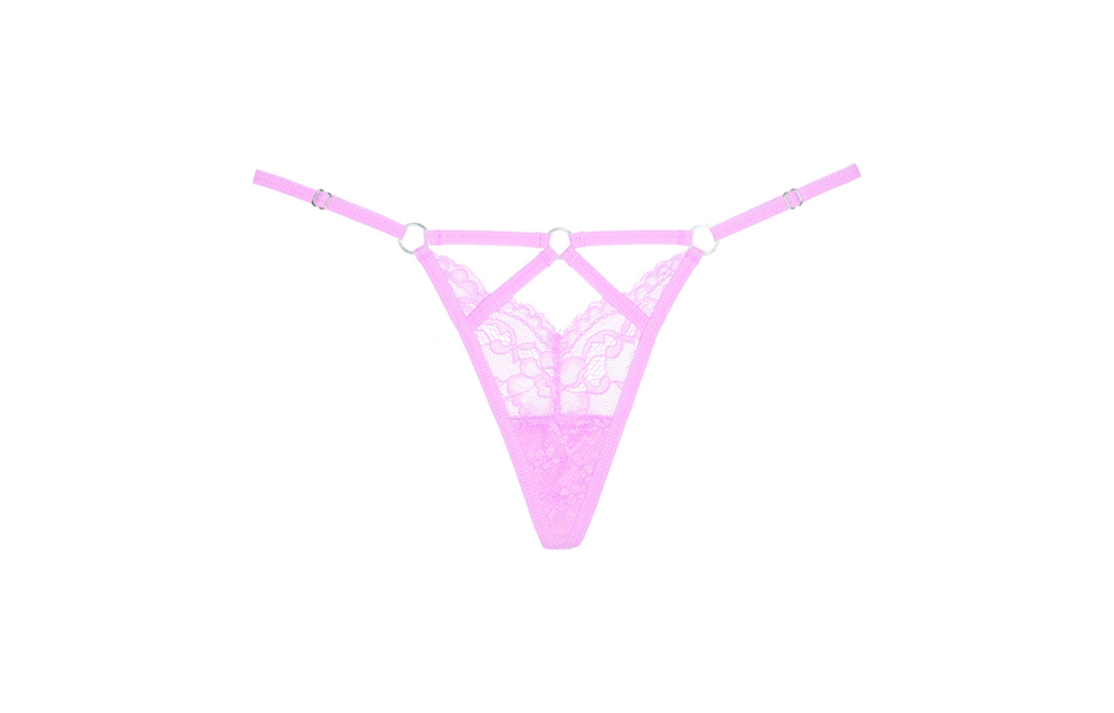 Sexy Roze Kanten String Met Bondage Details | Allure Lingerie