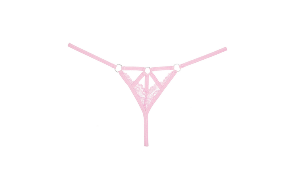 Sexy Roze Kanten String Met Bondage Details | Allure Lingerie