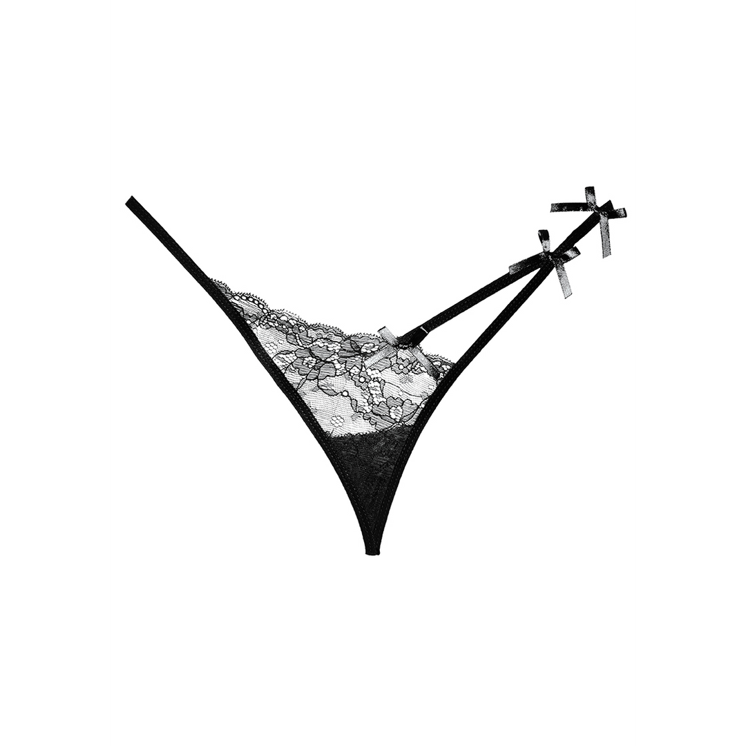 Pixie-Slips Einheitsgröße – Eleganter schwarzer Spitzen-String