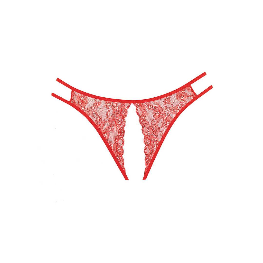 Sweet Honey Slipje Rood - Verleidelijke Kanten Panty One Size