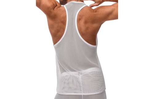 Tanktop L/Xl Wit - Stretch Visnet Racerback | Male Power