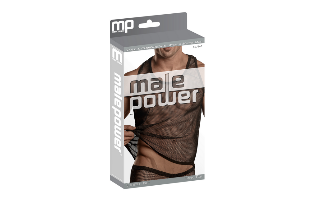 Cool Black Stretch Tank Top L/XL | Male Power