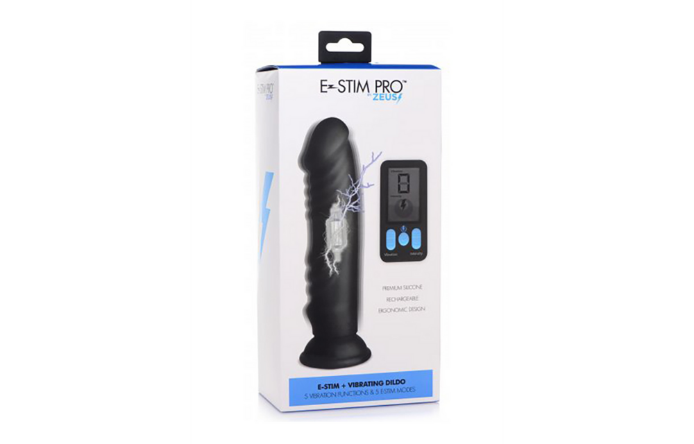 Vibrating and E-Stim Silicone Dildo + Remote Control