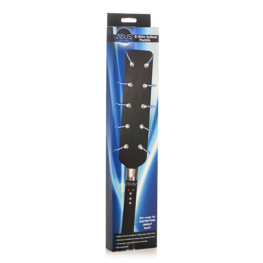 E-Stim Spiked Paddle Zwart – Intense Elektro Spanking Fun