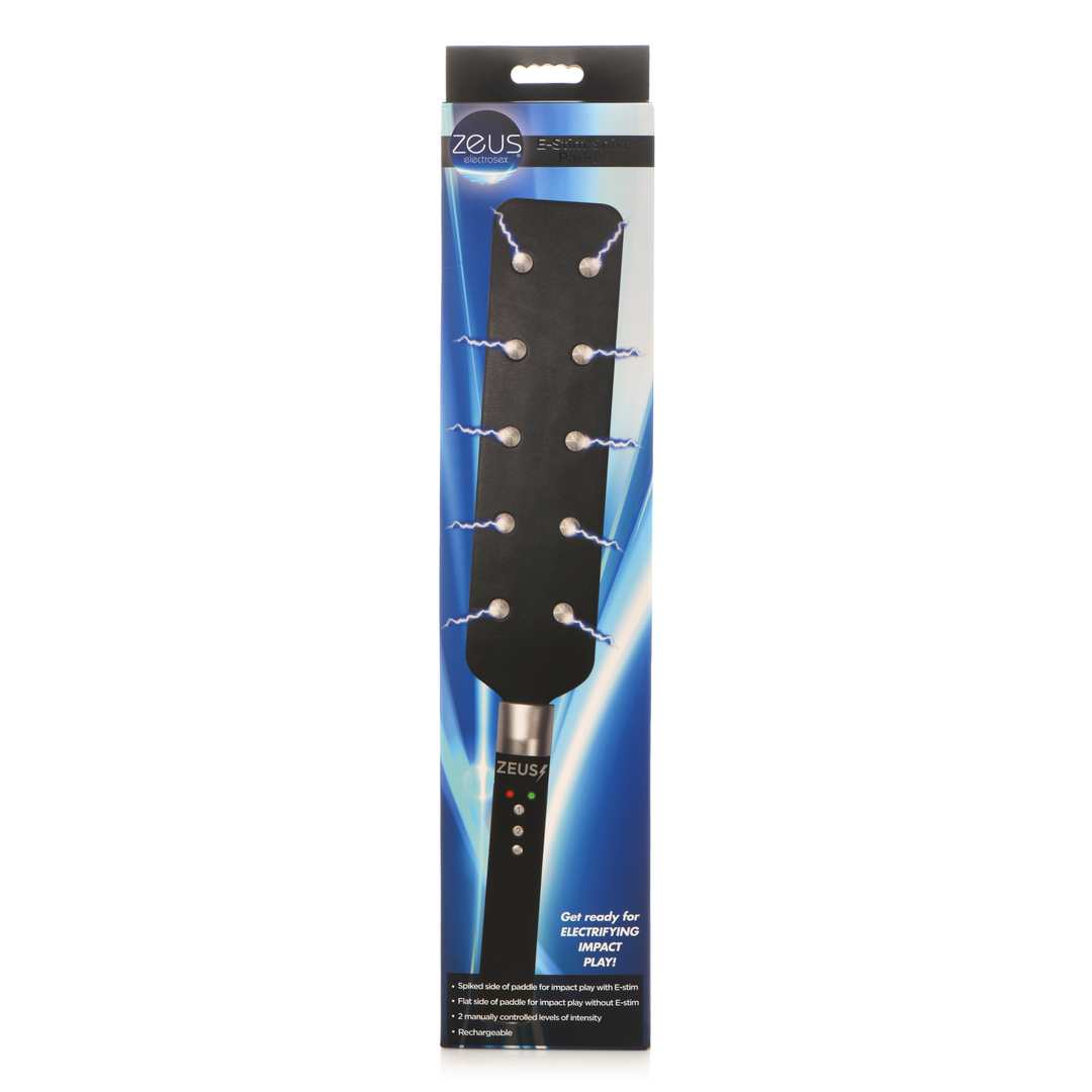 E-Stim Spiked Paddle Black – Intense Electro Spanking Fun