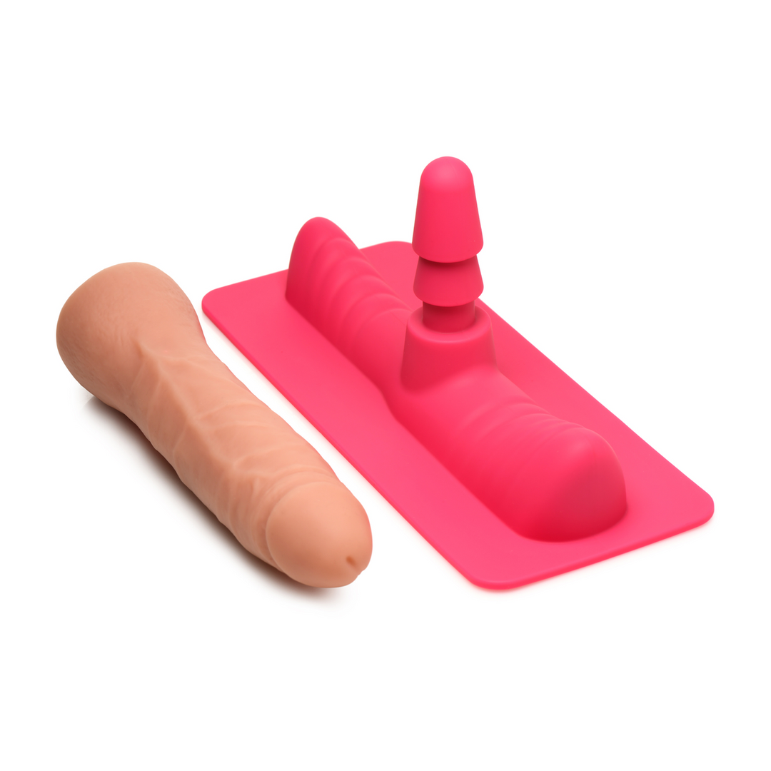 Satteladapter mit Dildo – Rosa/Hautfarben