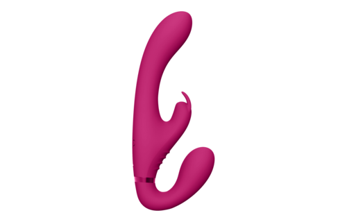 Suki – Vibrierender Strapless Strap-on Rabbit – Rosa