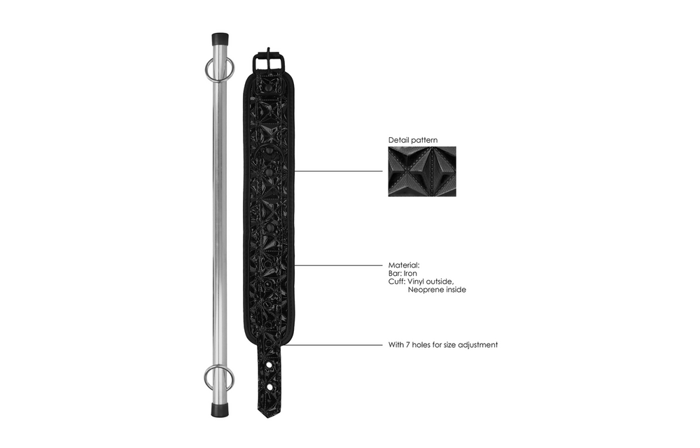 Spreader Bar Black 72 cm | Robust & Adjustable Erotic Play