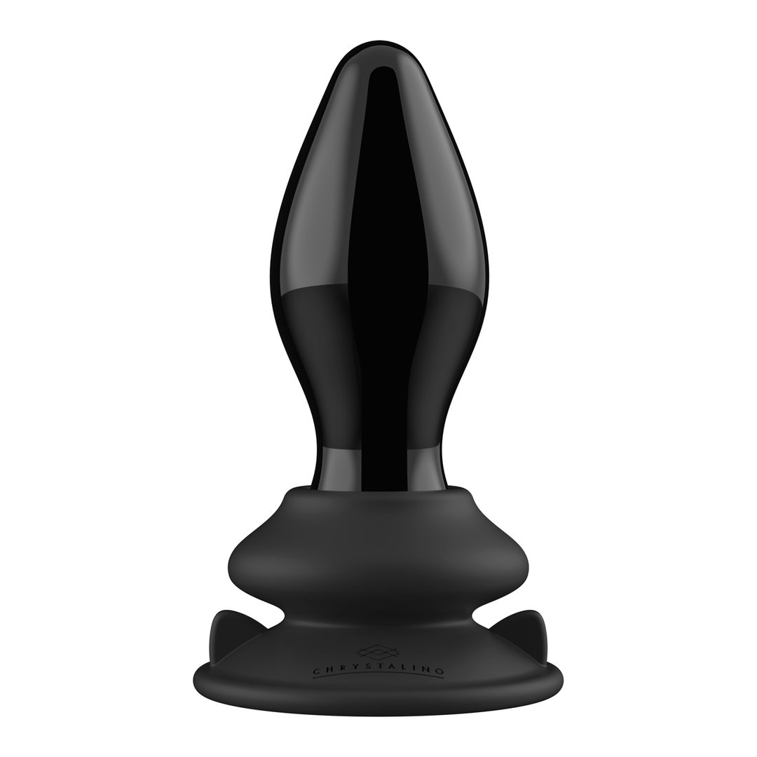 Dehnbarer Glasvibrator 9 cm mit Saugnapf – Chrystalino Black