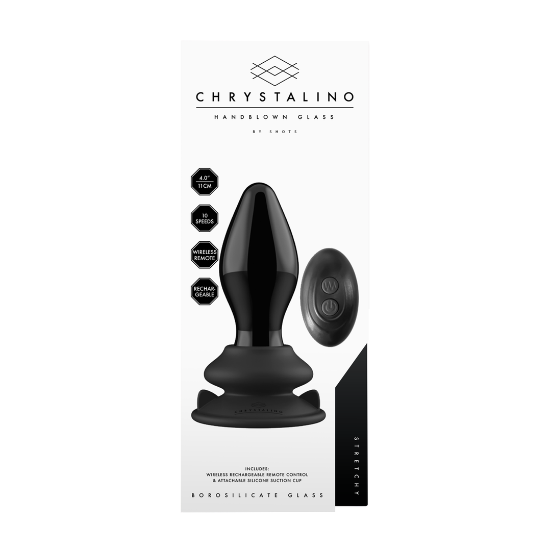 Stretchable Glass Vibrator 9 cm with Suction Cup – Chrystalino Black