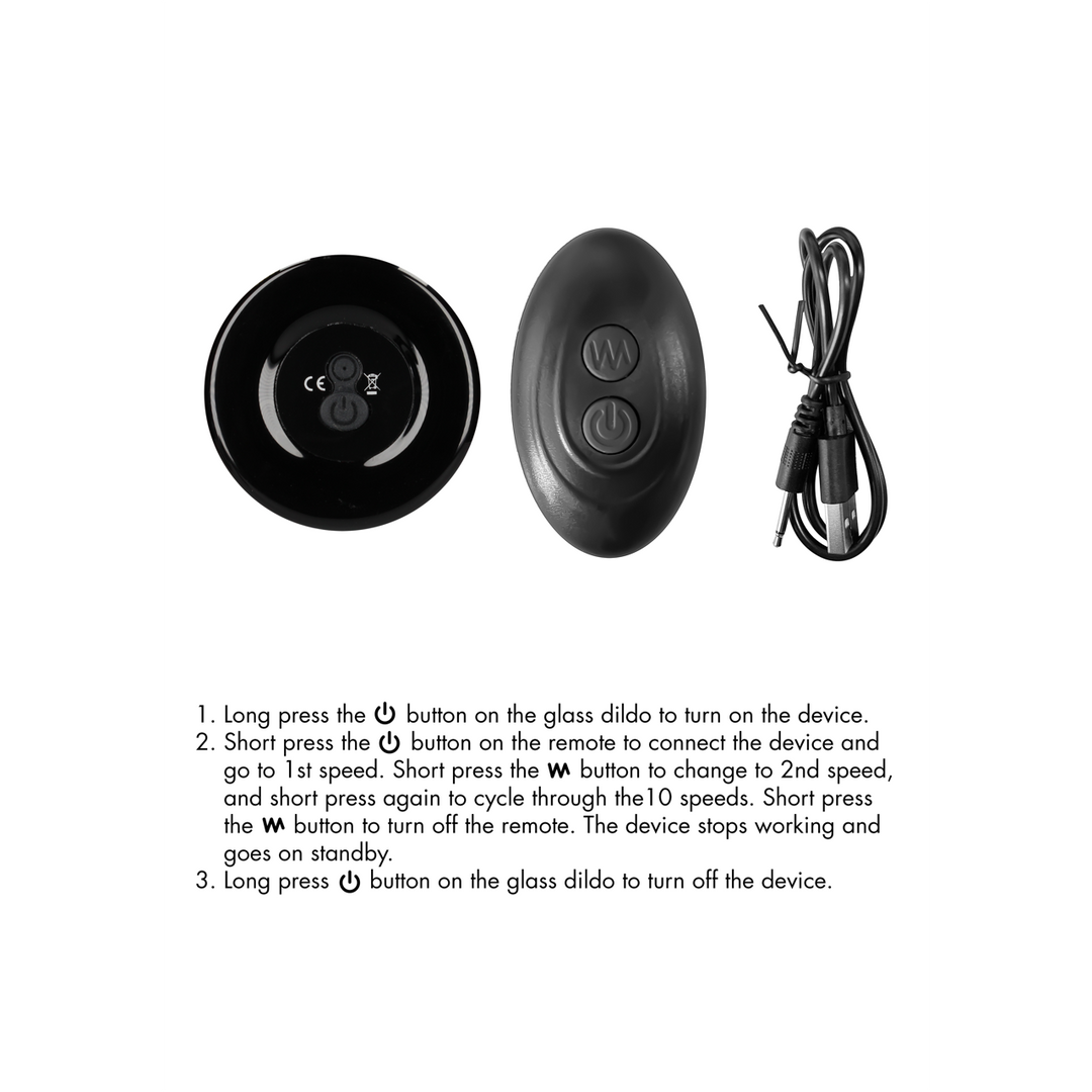 Stretchable Glass Vibrator 9 cm with Suction Cup – Chrystalino Black