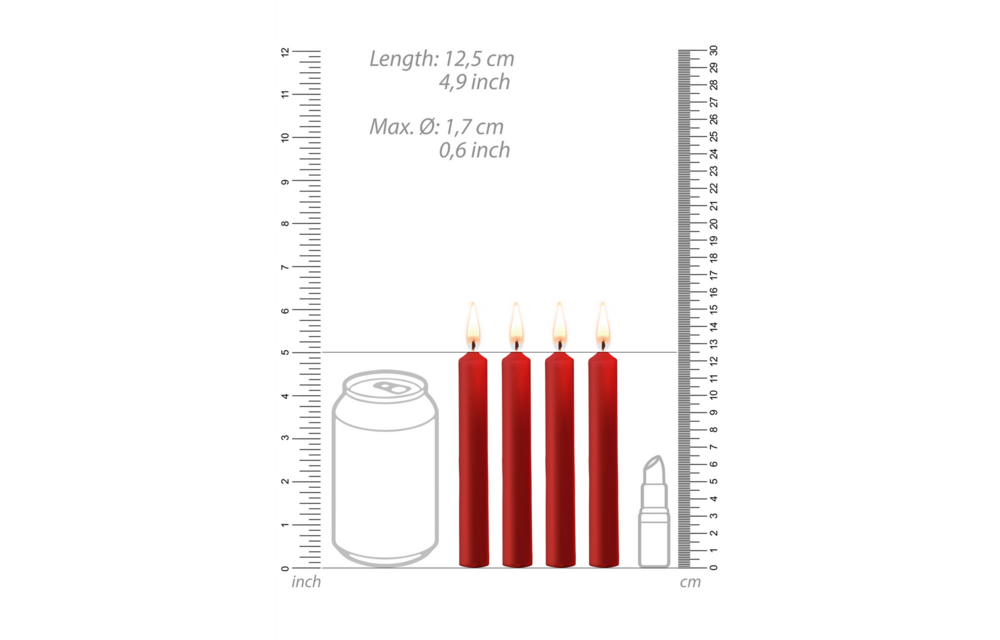 Teasing Wax Candles - 4 Pieces - Red