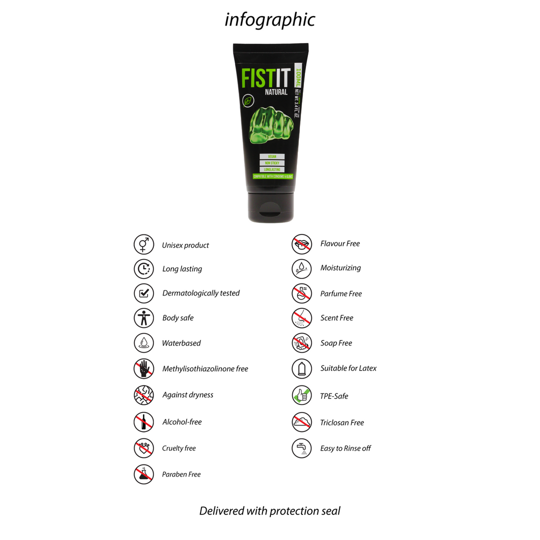 Natuurlijk Waterbasis Glijmiddel Vegan Veilig 100 Ml Fist It