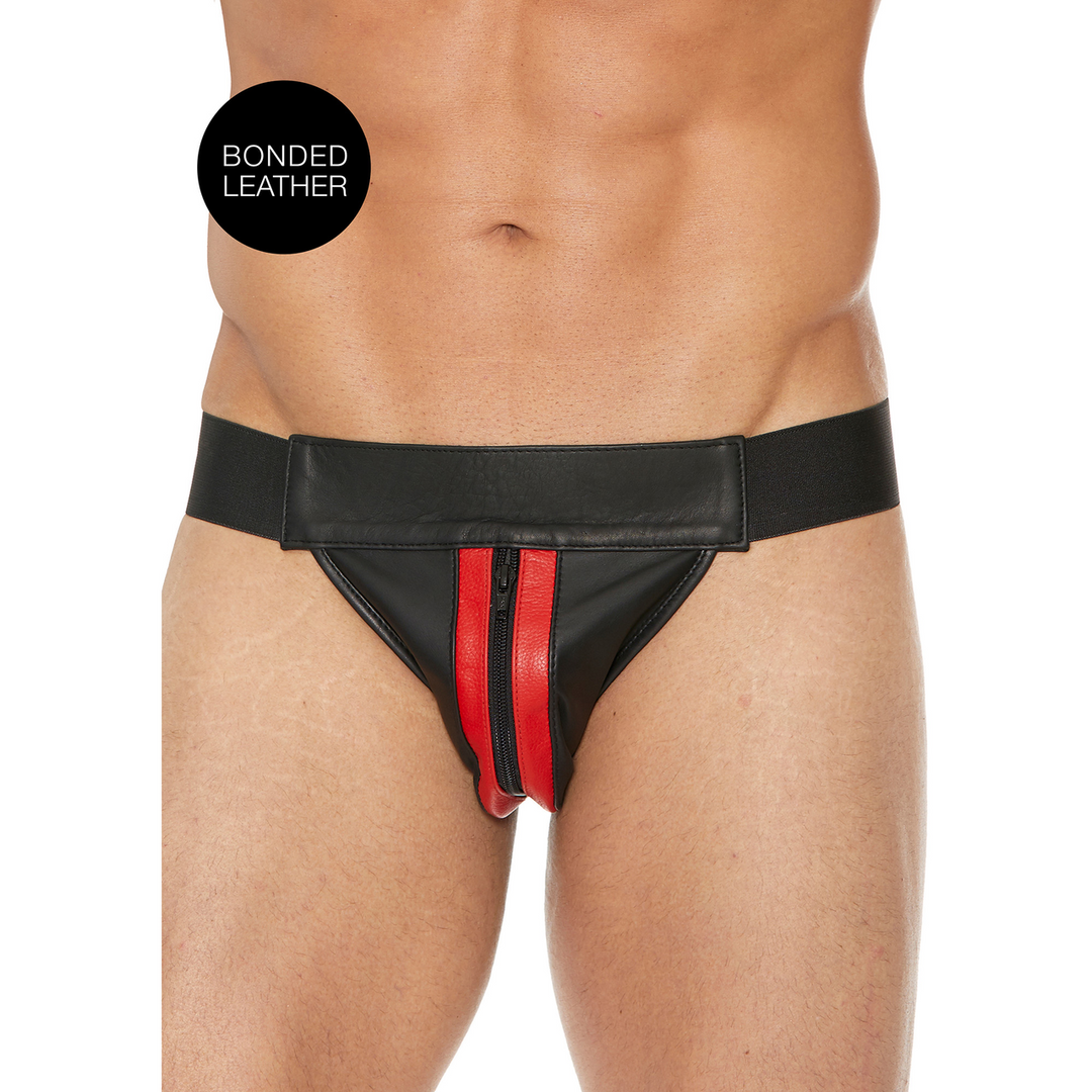 Soft Leather Jockstrap With Zip Fastening L/XL – Ouch! By Shots