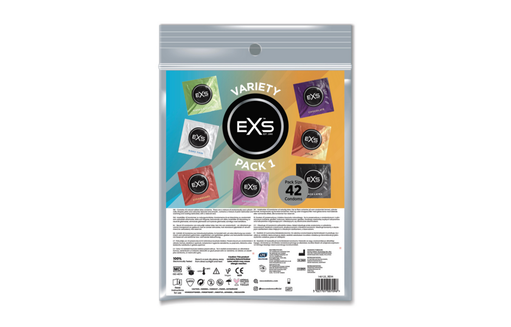 EXS Variety Pack 1 – 42 Tasty Condoms, Safe & Fun