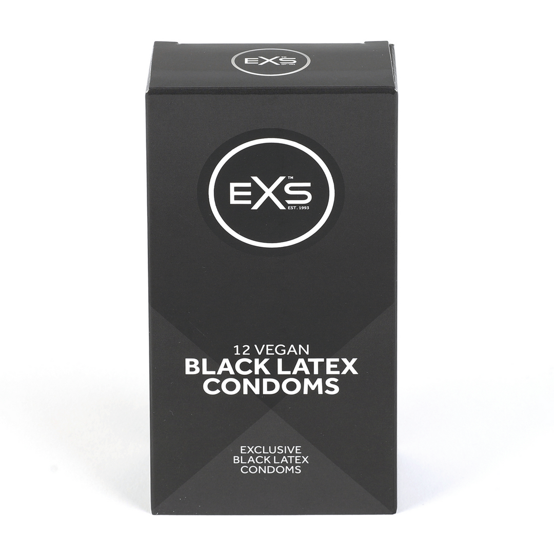EXS Black Latex Condoms - 12 pieces | Stylish & Odourless