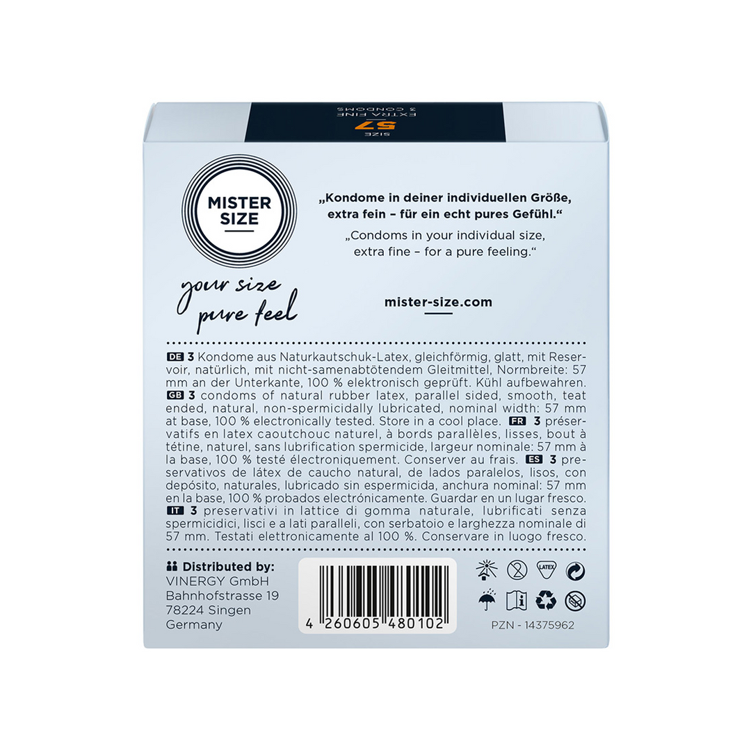 Pure Feel 57 mm condoms – customised comfort & safety