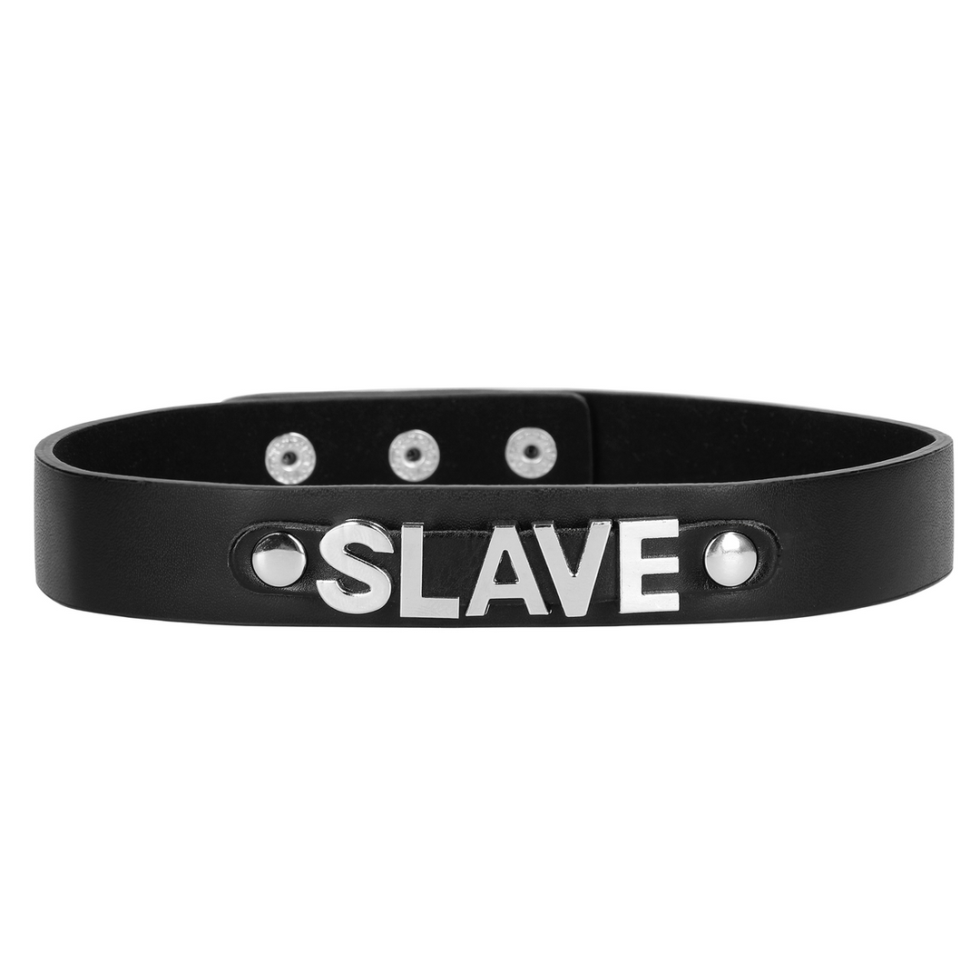Slave-Halsband Zwart – Stoer & Luxe Pu Leder Met Diamanten