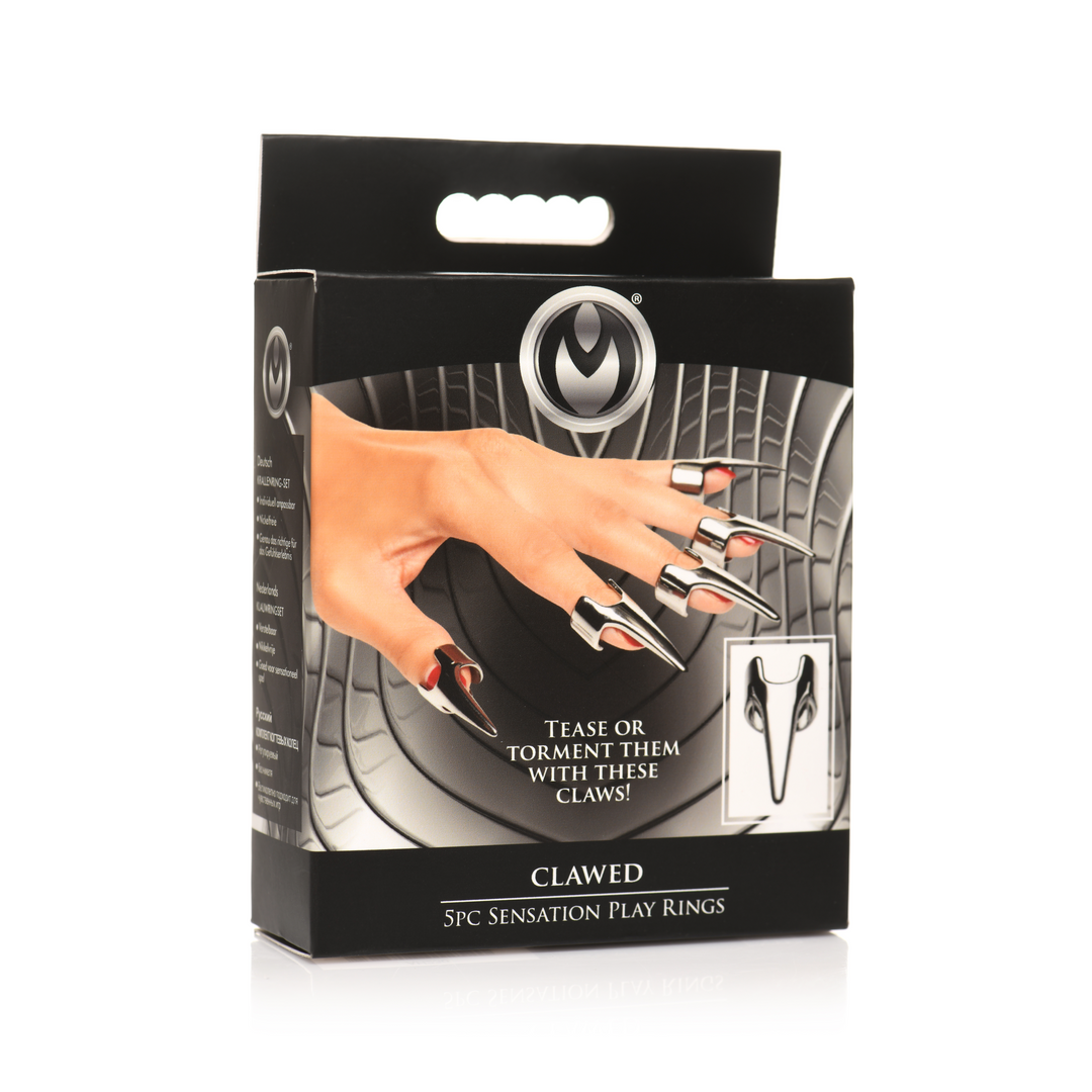 Clawed Sensation Play Rings - 5 Pieces Stainless Steel