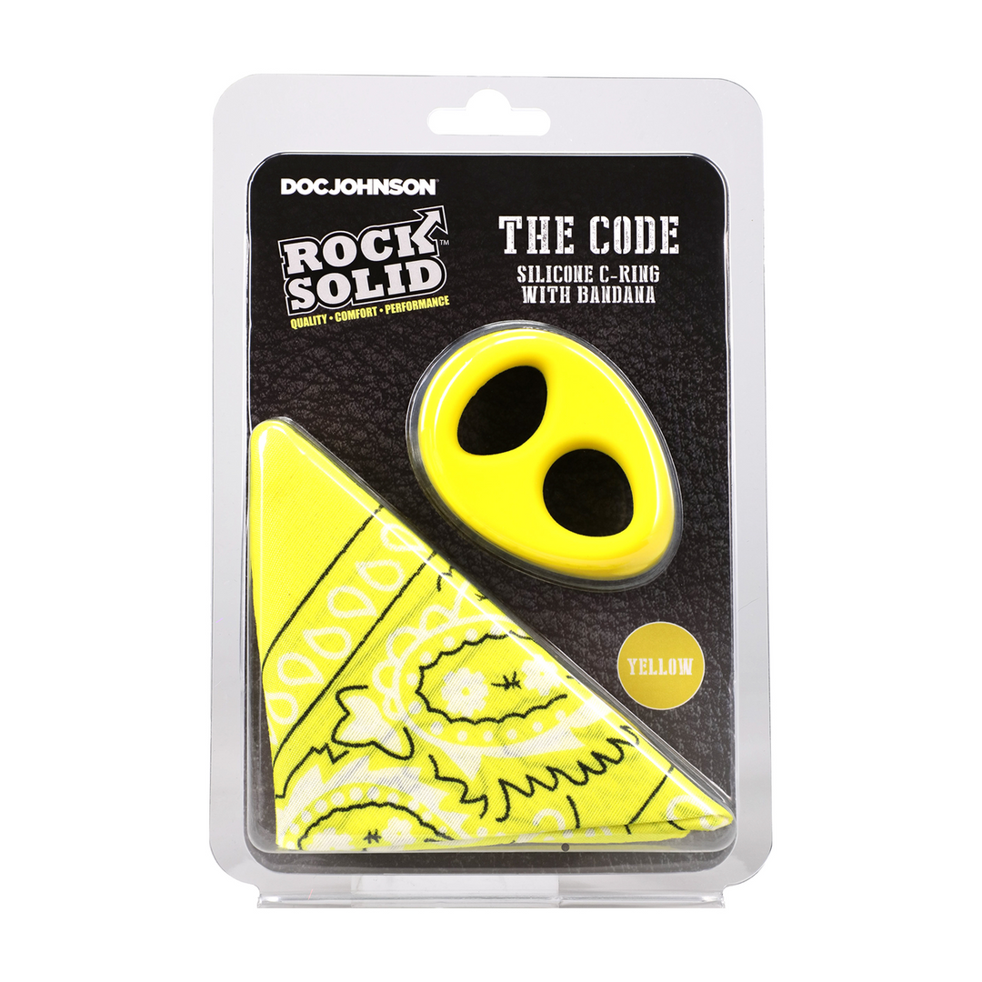 The Code Yellow Silicone Cock Ring with Bandana - Doc Johnson