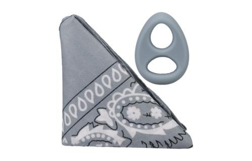 The Code - Silicone Cock Ring with Bandana - Grey