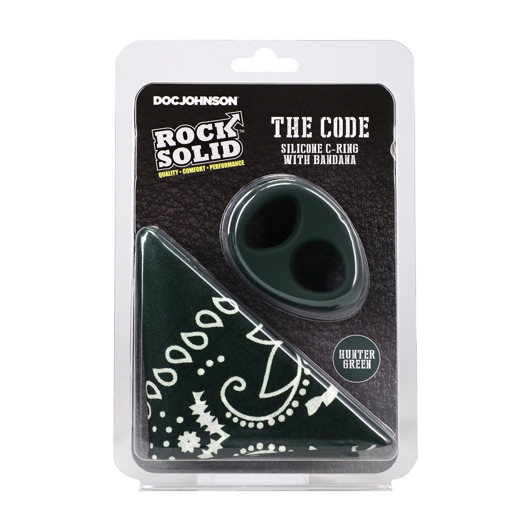 The Code - Silicone Cock Ring with Bandana - Hunter Green