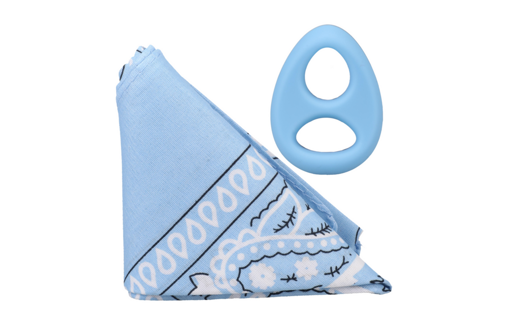 The Code – Silikon-Cockring & Bandana-Set Hellblau