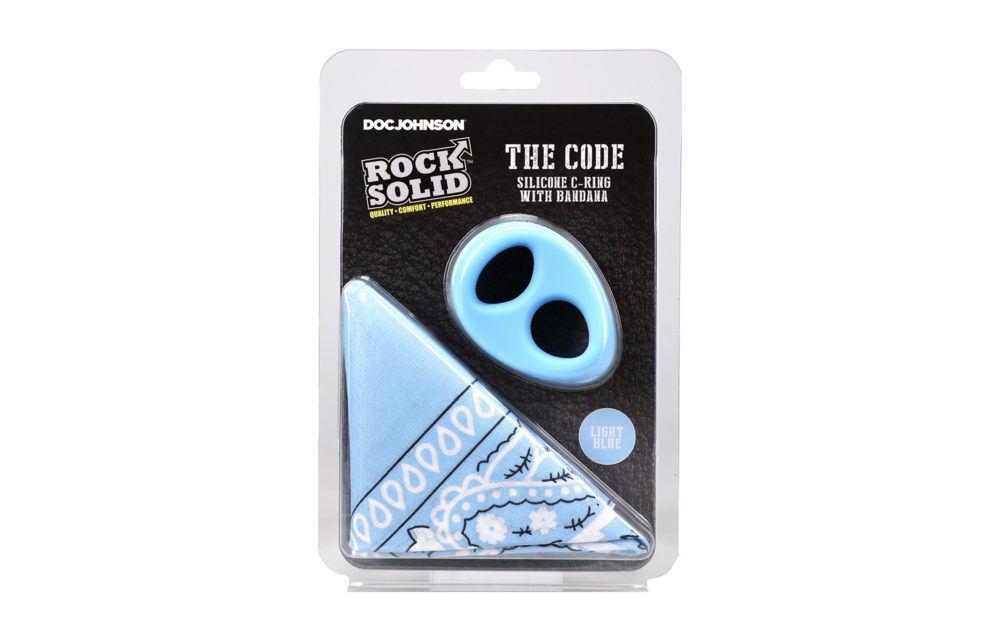 The Code – Silikon-Cockring & Bandana-Set Hellblau