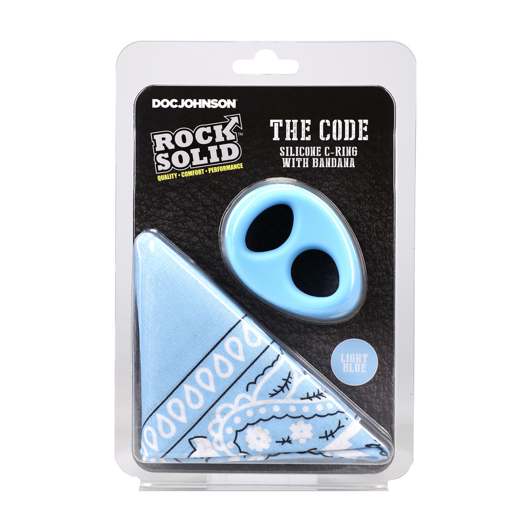 The Code - Silicone Cock Ring with Bandana - Light Blue