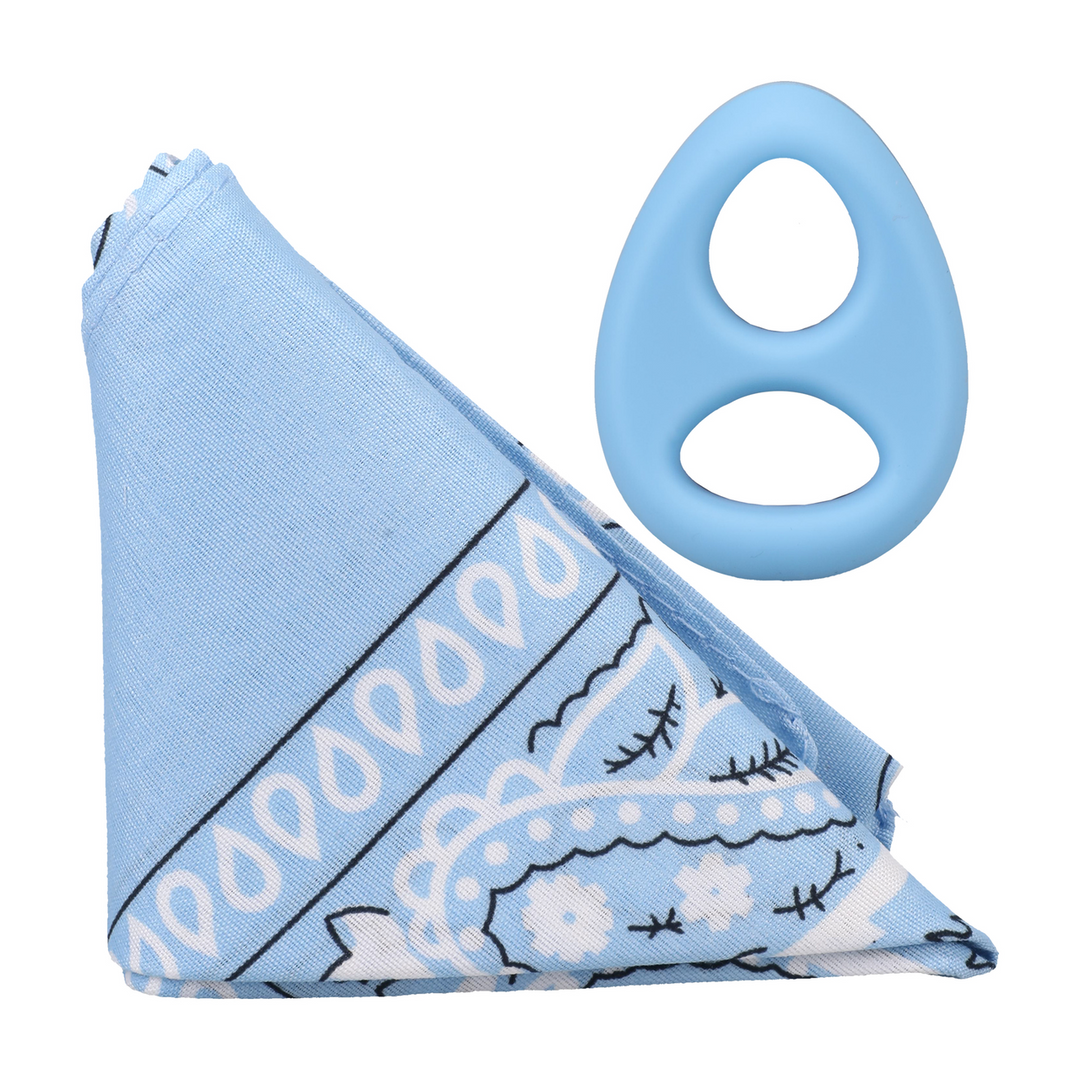 The Code - Silicone Cock Ring with Bandana - Light Blue