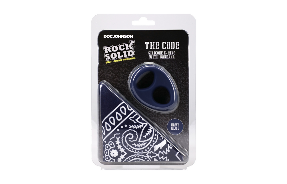 The Code - Silicone Cock Ring with Bandana - Navy Blue