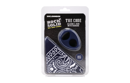 The Code: Silicone Cock Ring & Bandana Set - Navy Blue