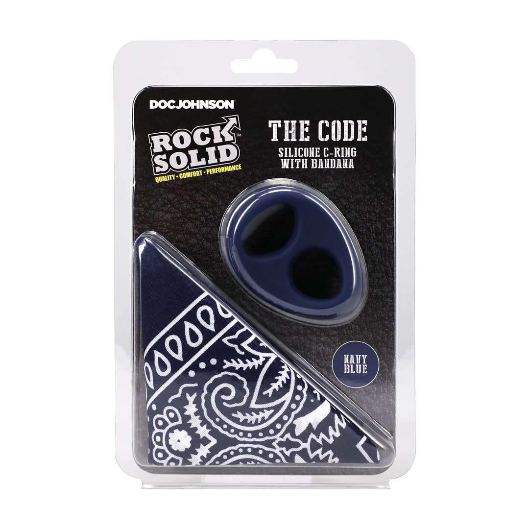 The Code - Siliconen Cockring met Bandana - Marineblauw