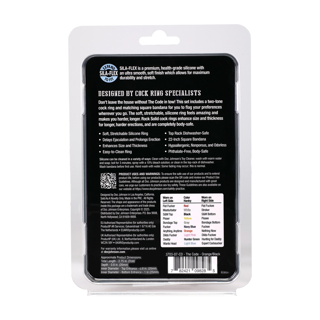 The Code – Silikon-Cockring mit Bandana – Orange