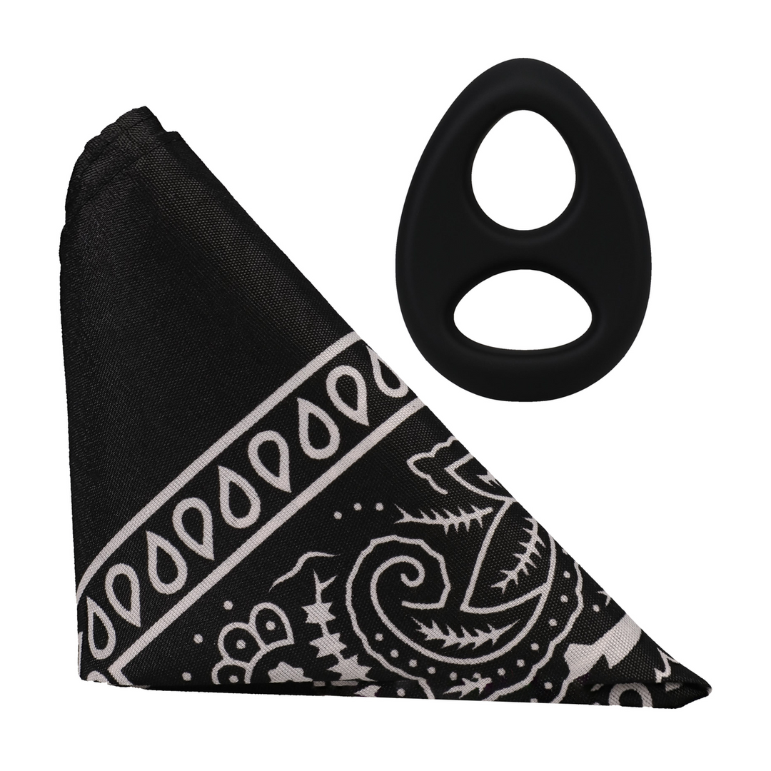 The Code - Silicone Cock Ring with Bandana - Black